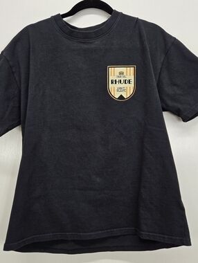 Rhude Mont Blanc Hotel Tee Black Cotton Mens T-Shirt Small Short Sleeve Logo